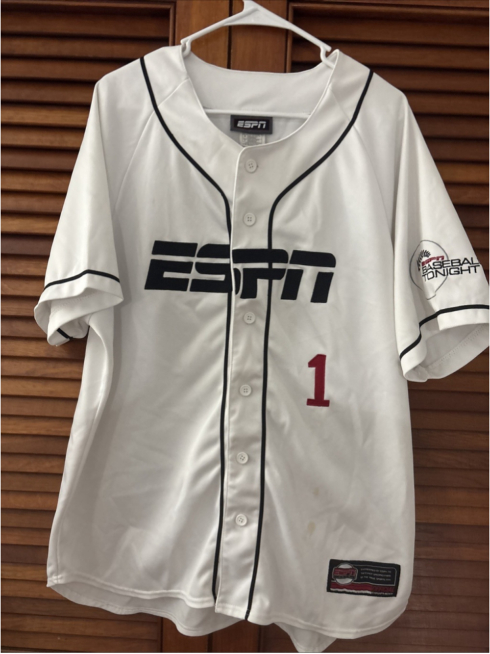 ESPN Baseball Tonight #1 Jersey White Size Men’s Large